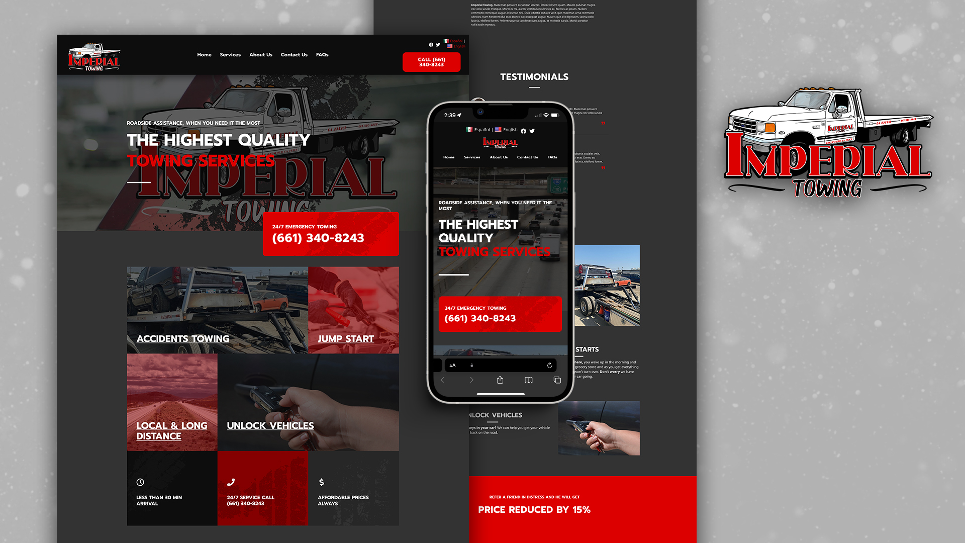 Wordpress Website Design - Onepage website - Imperial Towing