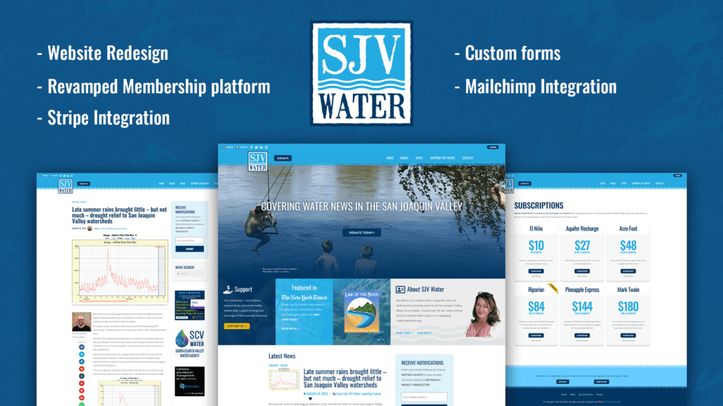 Wordpress Website Design - Nonprofit website design - SJV Water